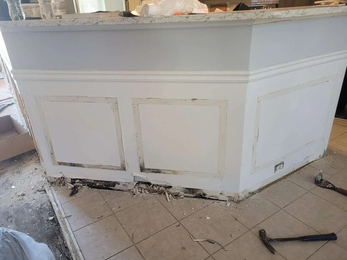 Water damage and mold on kitchen during Storm Damage Restoration in Somerset